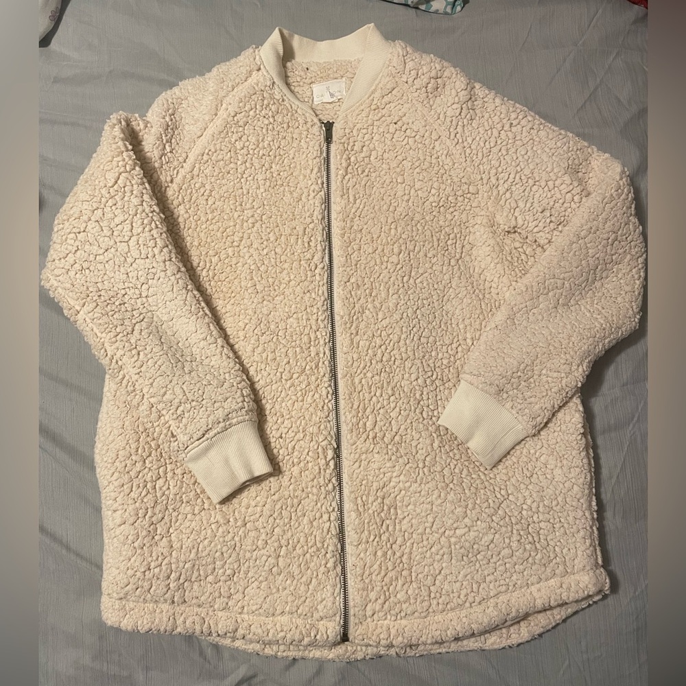 Cream White Sherpa/ Teddy Jacket